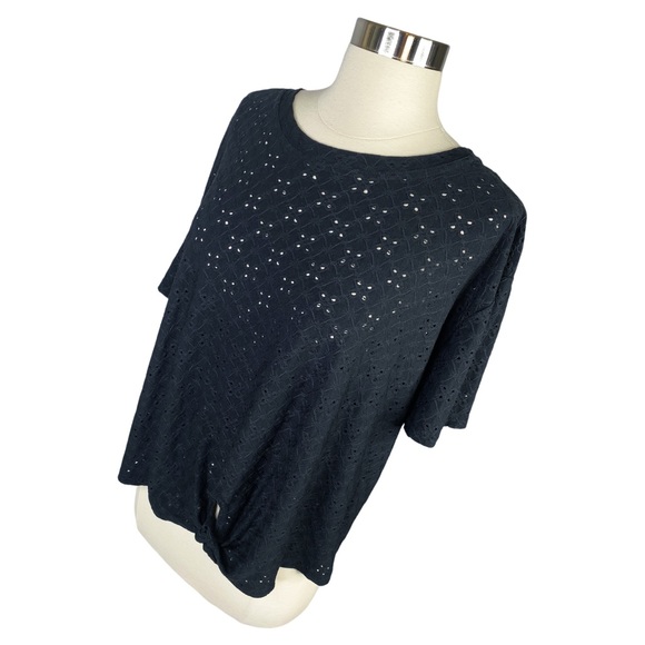 Nanette x Nanette Lepore Black Eyelet Tie Front Top - Picture 4 of 6